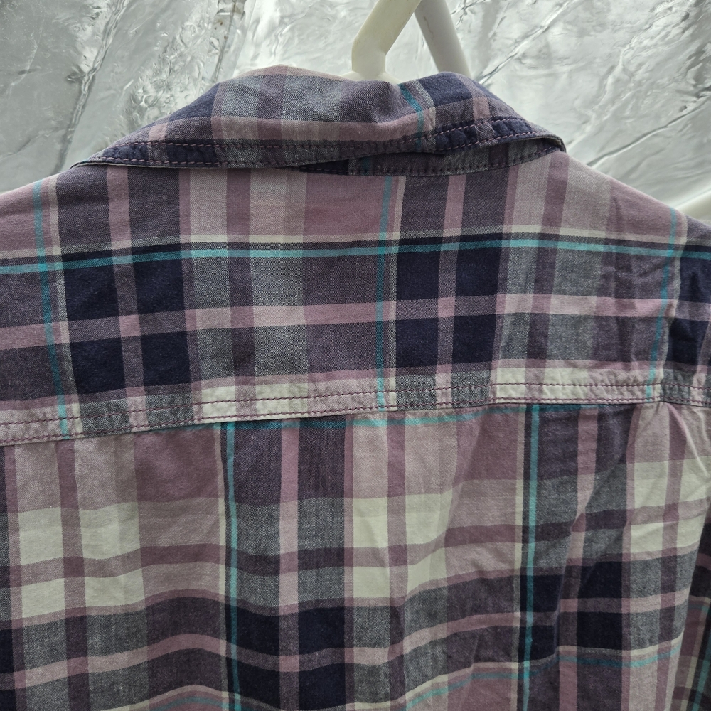 Mossimo Supply Co. Purple Plaid Short-Sleeve Button-Up Shirt - Picture 7 of 8